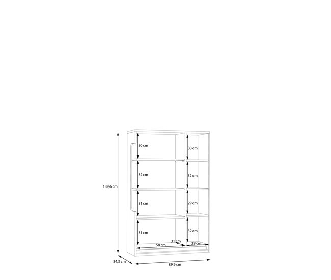 Vitrina de 2 puertas MONTREAL Negro/ Madera