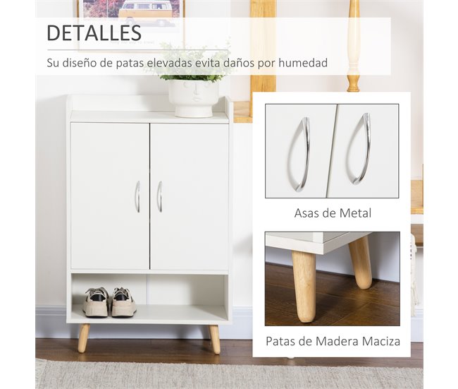 Mueble Zapatero Melamina, Madera HOMCOM 60 Blanco