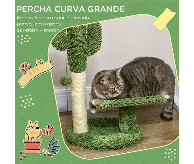 Árbol para Gatos Aglomerado de Madera, Chenilla, Sisal, Algodón Verde