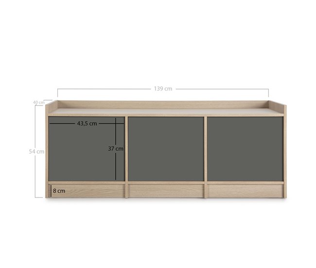 Mueble TV Moscú 3 Puertas 139 Gris