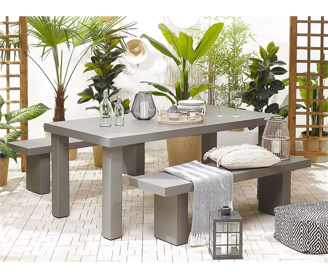 Beliani Conjunto de comedor TARANTO Gris