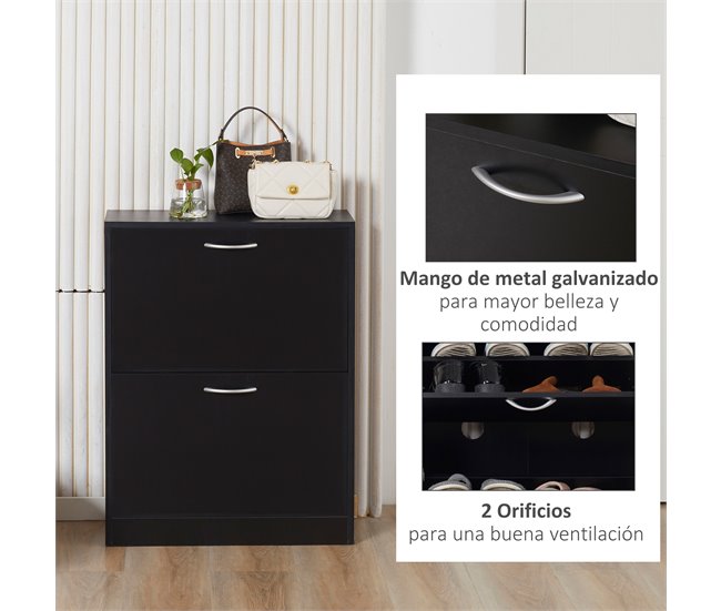 Armario para Zapatos Melamina de Madera HOMCOM Negro