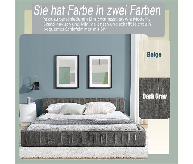 Camas de matrimonio 178x217 Gris