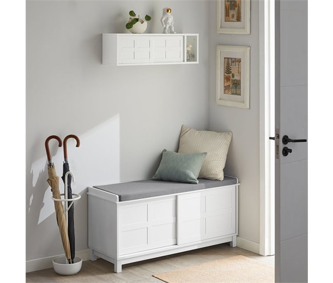 Perchero de pared con 2 puertas y 1 compartimento FHK18-W SoBuy Blanco