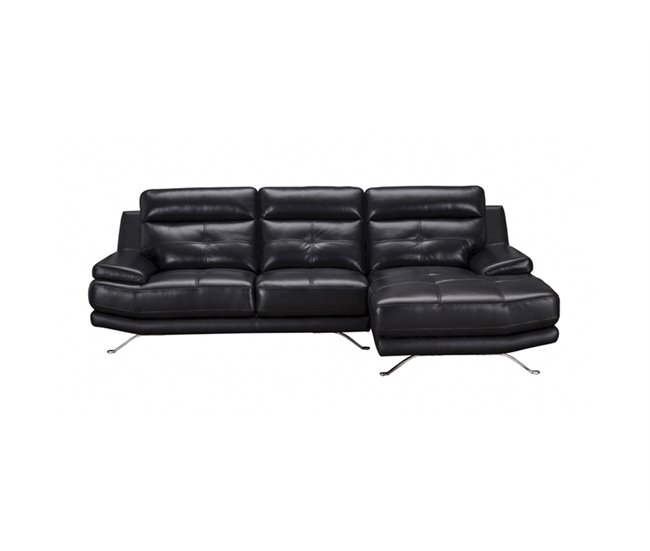Chaise longue de piel HAWAI Negro