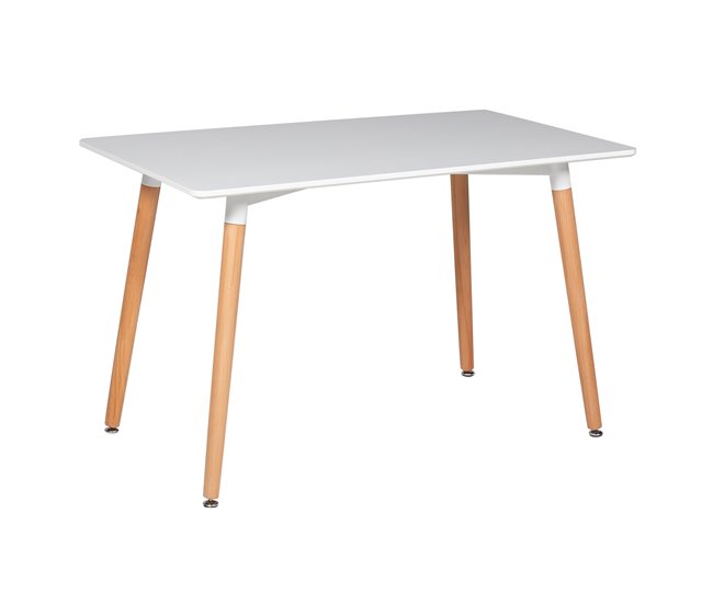 Conjunto de mesa rectangular PIA y 4 sillas NORA Blanco