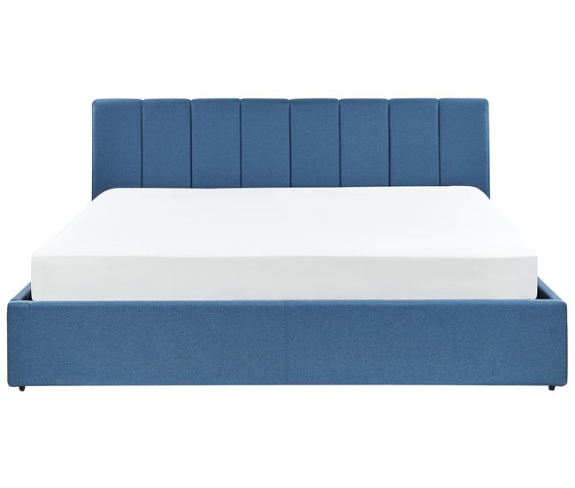 Beliani Cama con somier Poliéster DREUX 191x214 Azul
