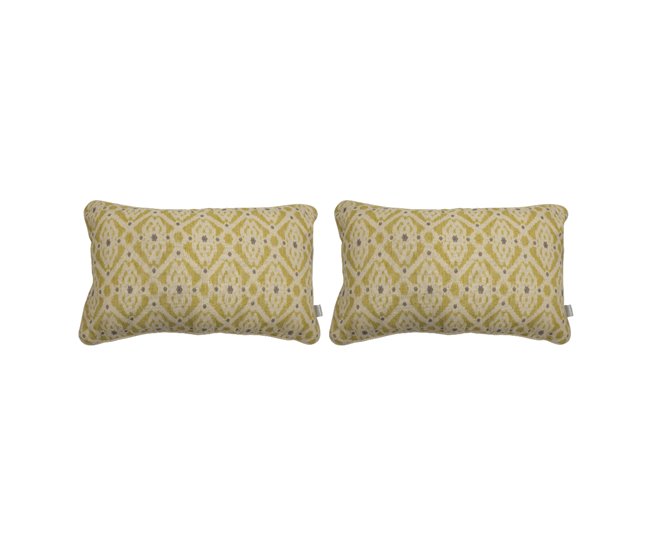 2 Fundas de cojín decorativo 85% algodón 15% lino FORMENTERA COORD Amarillo