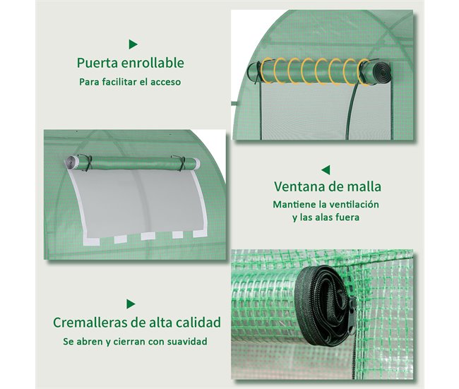 Invernadero de Jardín PE, Acero Outsunny Verde