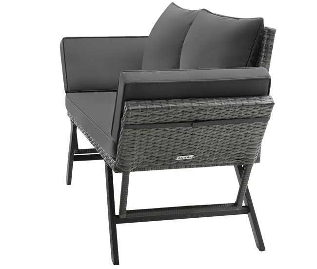 Sofá lounge de ratán Gris