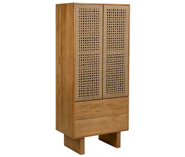 Armario de madera y cuerda trenzada Marron
