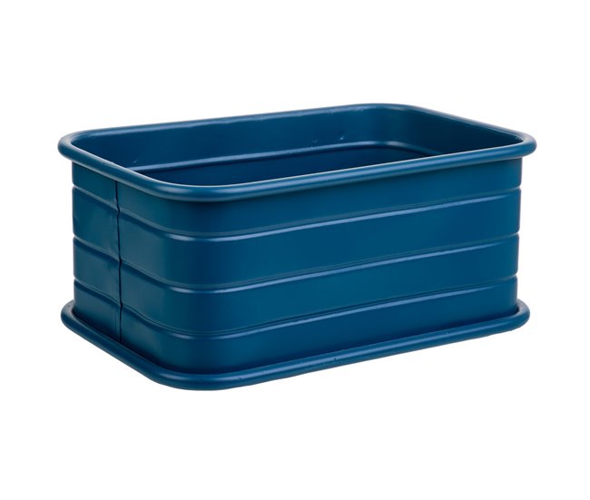 Cesto rectangular de metal impreso Azul