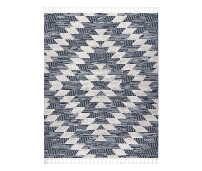 Alfombra SEVILLA Z250A diamantes Franjas Bereber marroquí 140x190 Gris Azul