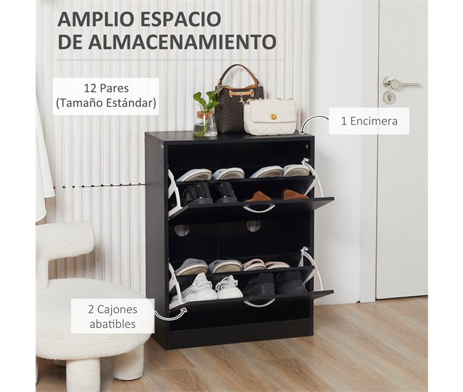 Armario para Zapatos Melamina de Madera HOMCOM Negro