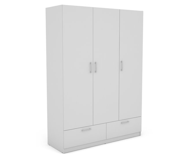 Armario OSLO puertas batientes y 2 cajones144x200cm blanco Blanco
