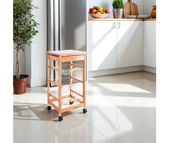 Carrito auxiliar Garbo Quid  cestas + cajón  x Natural