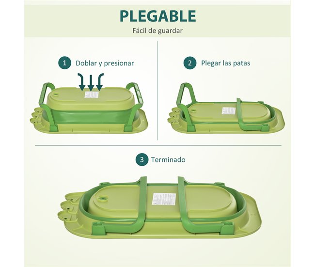 Bañera Plegable para Bebé PP, TPE HOMCOM Verde