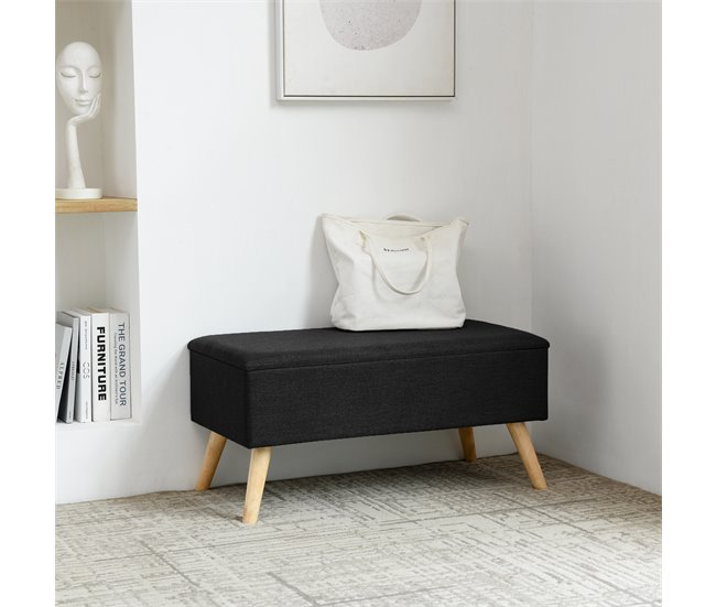 Banco Salford tapizado con almacenaje Salford 79x39 Negro