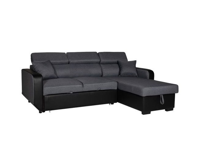 Sofá cama esquinero de 3 plazas WARREN Negro