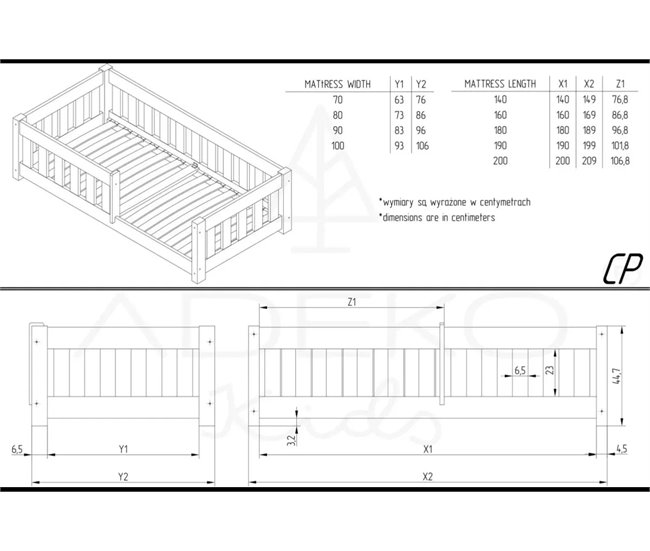 CLP Litera infantil de madera Mila 80x160 Natural