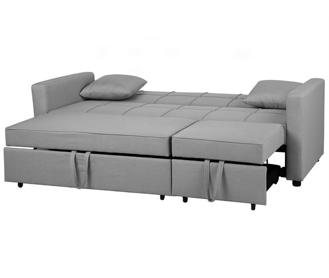 Beliani Sofá de 3 plazas Poliéster GLOMMA Gris Claro