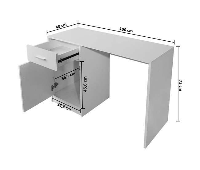 Escritorio Humber cajón + armario 100x40 Blanco