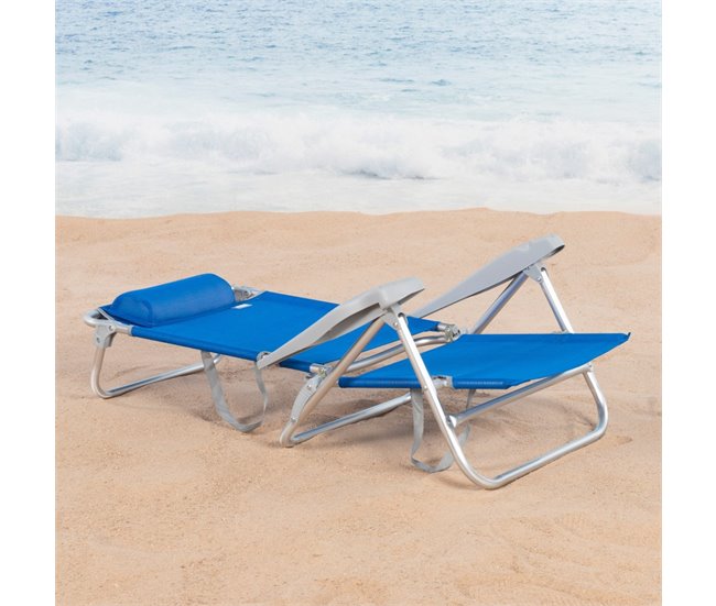 Aktive Pack de 2 sillas de playa plegables y reclinables Azul