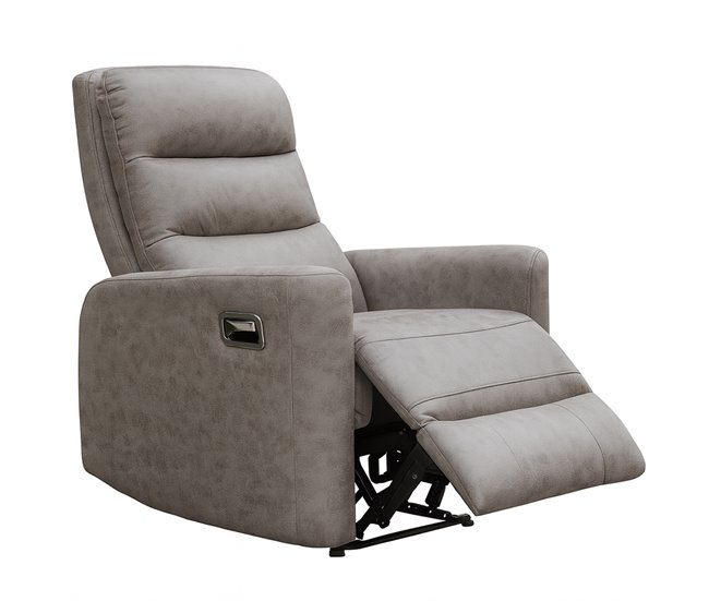 Butaca Reclinable Madera Tapizado Resistente Diseño Moderno Cancun Cemento