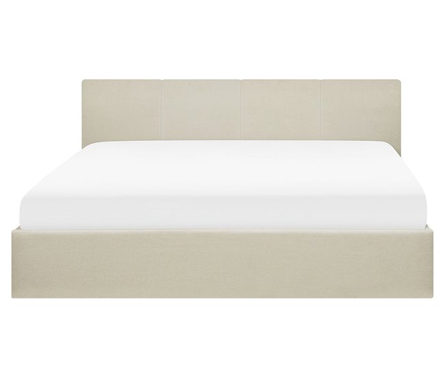 Beliani Cama con almacenaje Poliéster ORBEY 177x212 Beige