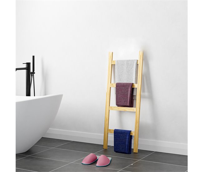 Escalera toallero Luumäki con 4 barras pino Natural