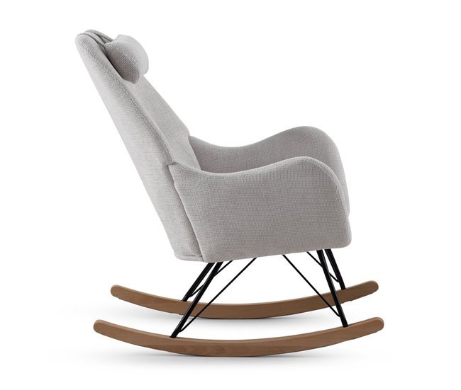 Balancín tapizado en chenilla y patas metálicas Blanco