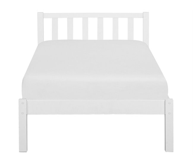 Beliani Cama con somier Madera de pino FLORAC Blanco