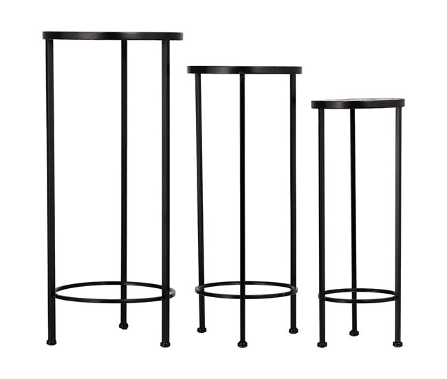 3 Soportes de mosaico y forja Negro