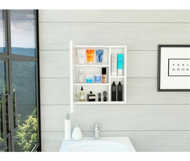 Mueble de Pared de Baño Labelle, con espejo. Blanco