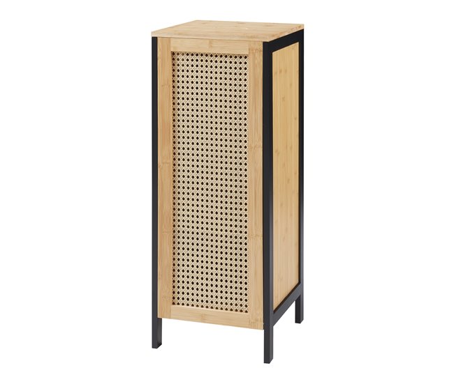 Cesto de ropa sucia Tervola 51 L Negro/ Madera