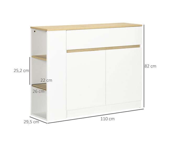 Aparador de Cocina Melamina de Madera HOMCOM, hogar - cocina Blanco