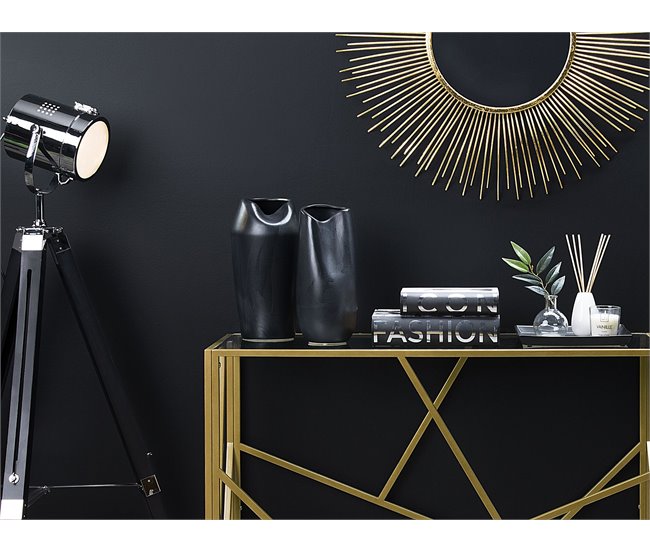 Beliani Jarrón decorativo APAMEA Negro