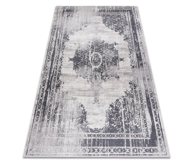 Alfombra lavable ANDRE 1187 Ornamento vintage 80x150 Gris