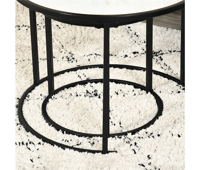 Juego de 2 Mesas Auxiliares Acero y MDF HOMCOM 60x60 Blanco