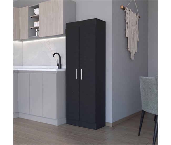 Alacena Nepal en melamina con 2 puertas y 4 estantes Negro