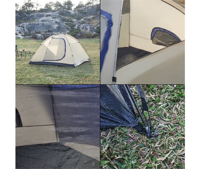 Tienda de campaña Bergeijk doble techo poliéster [pro.tec] 213x213 Azul