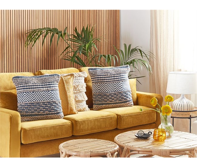 Beliani Cojín decorativo DEWBERRY Azul