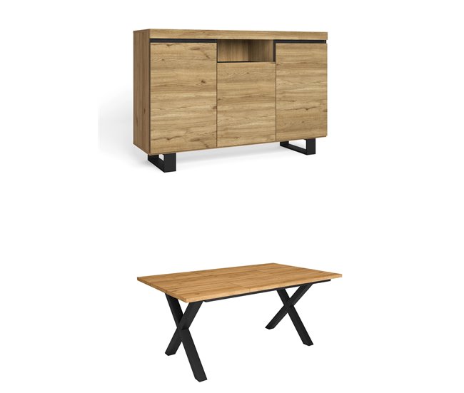Conjunto Muebles de Salón, Mesa, Aparador Roble