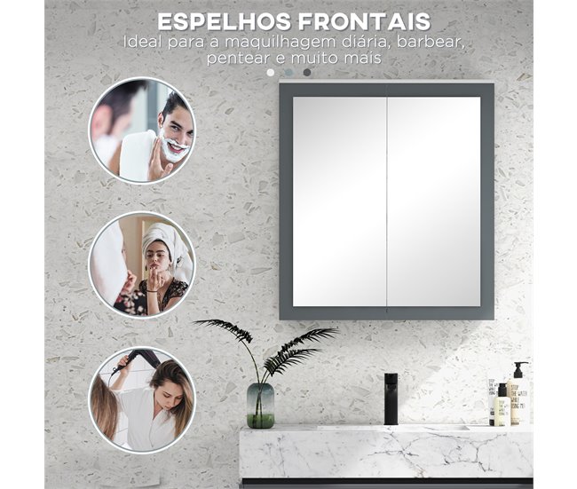 Armario con Espejo MDF, Vidrio kleankin, hogar - baño Blanco
