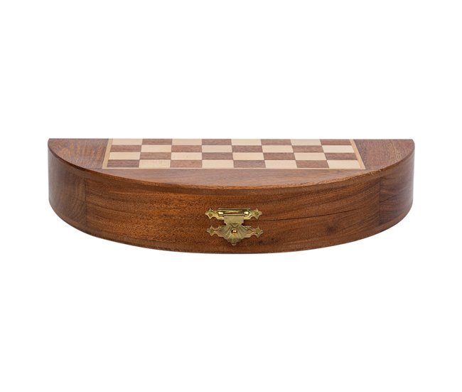 Ajedrez magnético con caja semiredonda de madera Marron