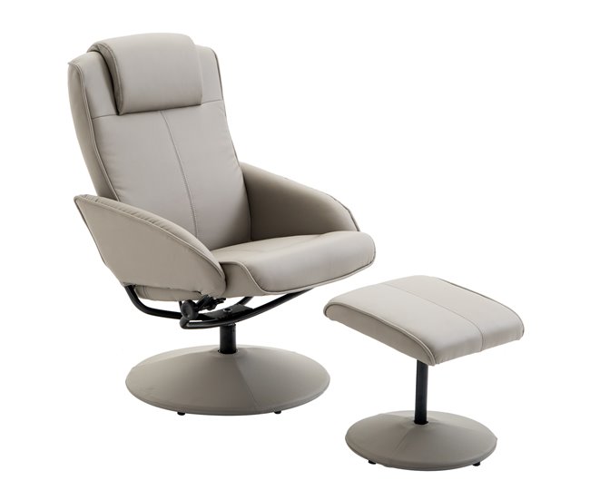 Sillón Relax Cuero sintético, Esponja, Acero HOMCOM Gris