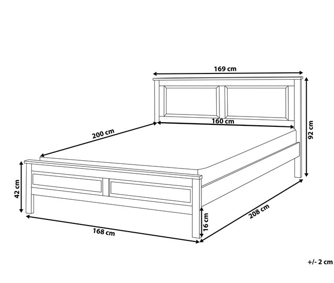 Beliani Cama con somier Madera de pino OLIVET 169x208 Blanco