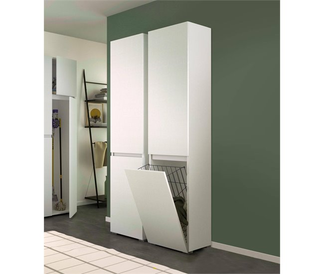 Armario multiusos 2 puertas efecto madera 45 Blanco