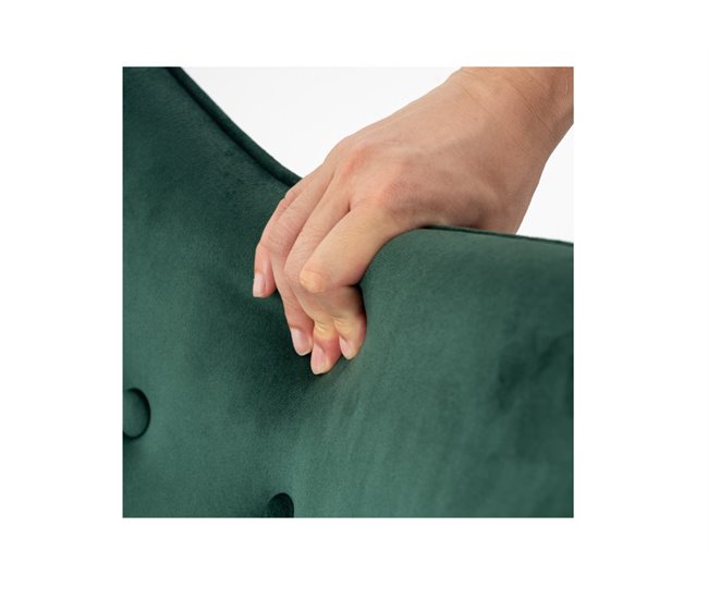 Mecedora escandinava de terciopelo con patas de madera clara Verde