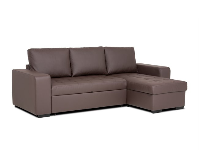 Chaise longue reversible piel sintética con cama HARRY Blanco